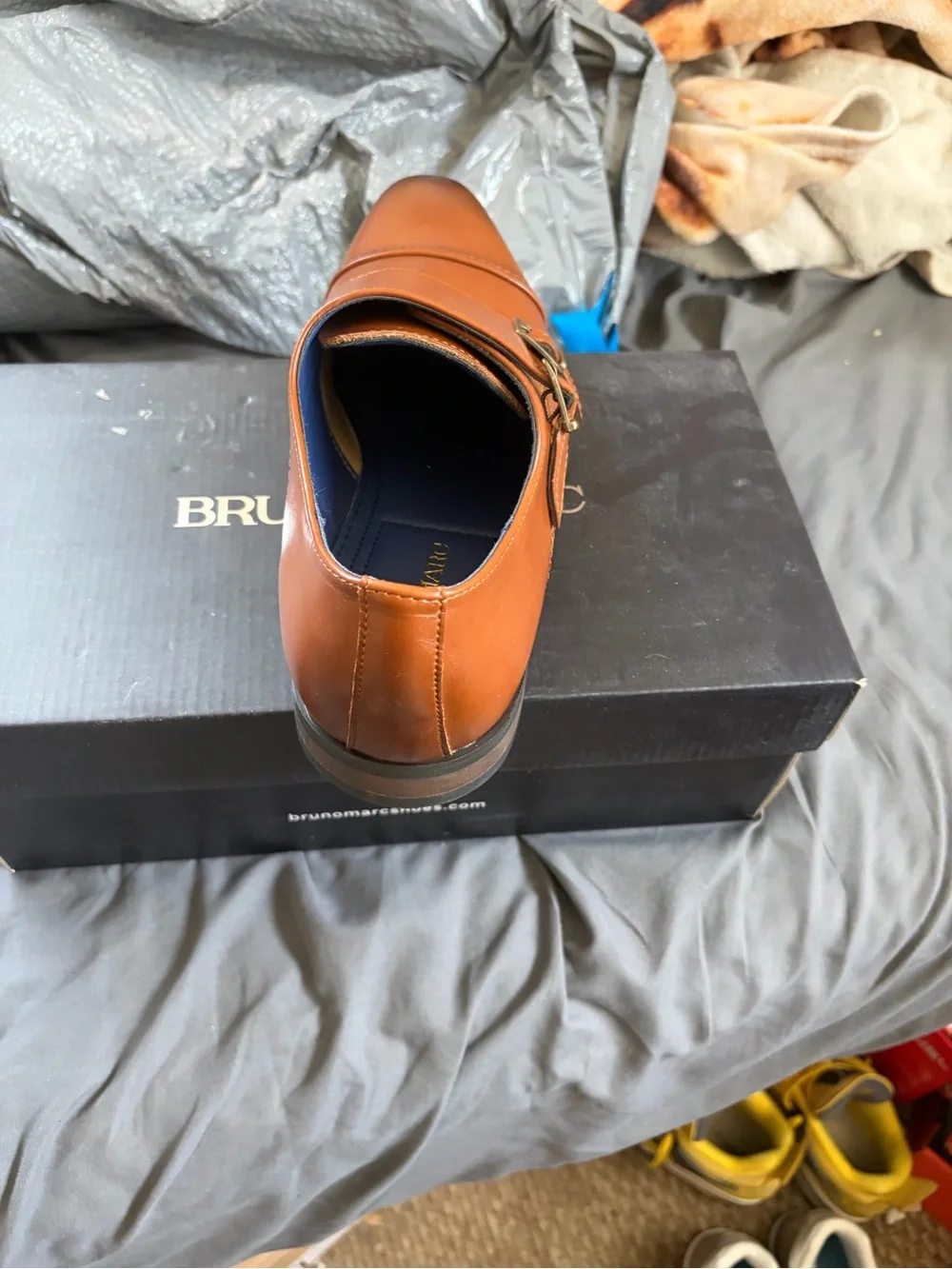 Bruno Marc Men's Double monk strap in Tan 9.5M